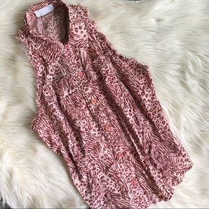 Pink Animal Print Leopard Racerback Shirt Sz L